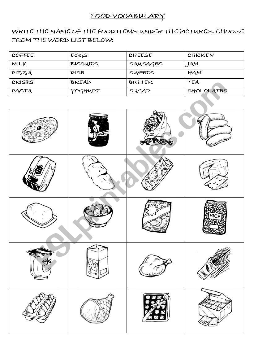 FOOD VOCABULARY worksheet