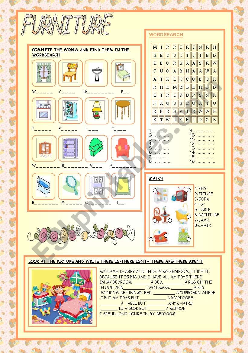 FURNITURE worksheet