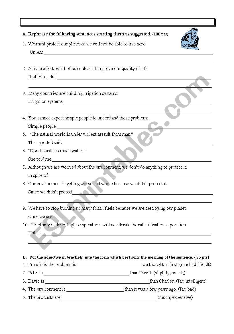 Grammar Written Test worksheet