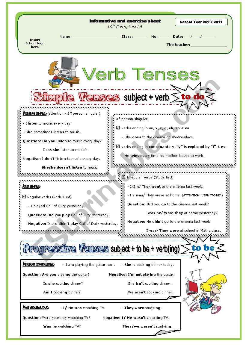Verb Tenses Guide (present and past) + Exercises