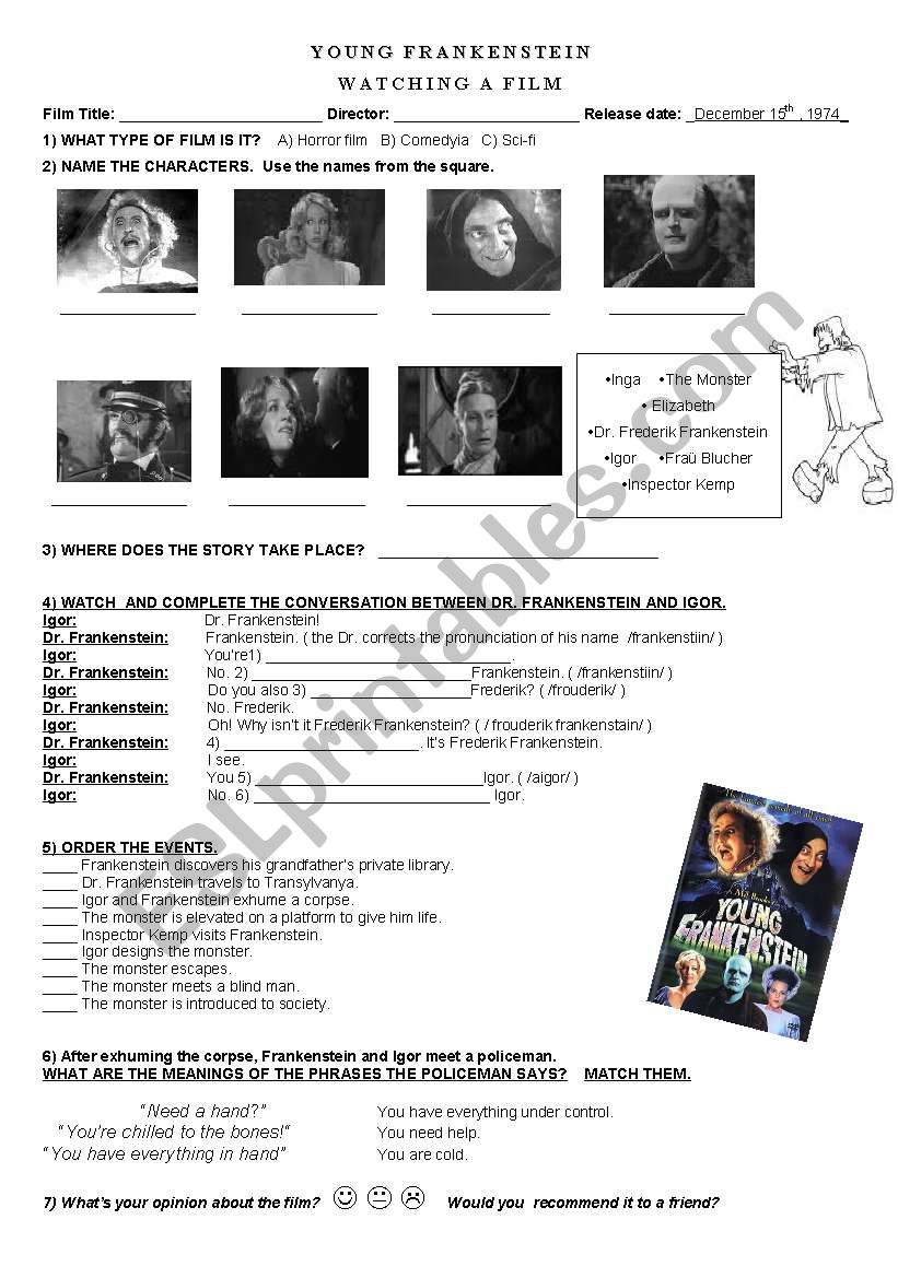 Young Frankenstein (film) worksheet