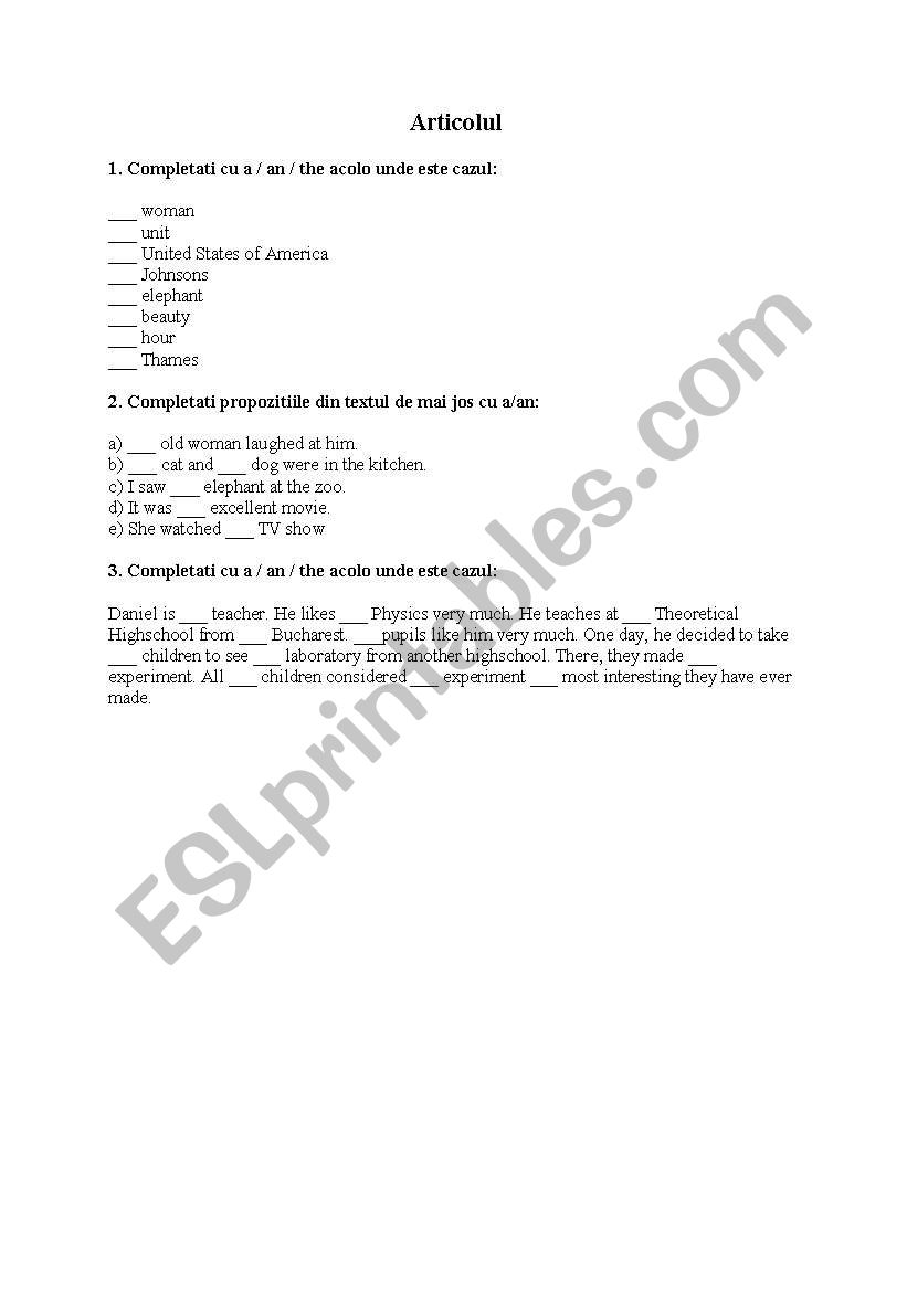 The Article worksheet