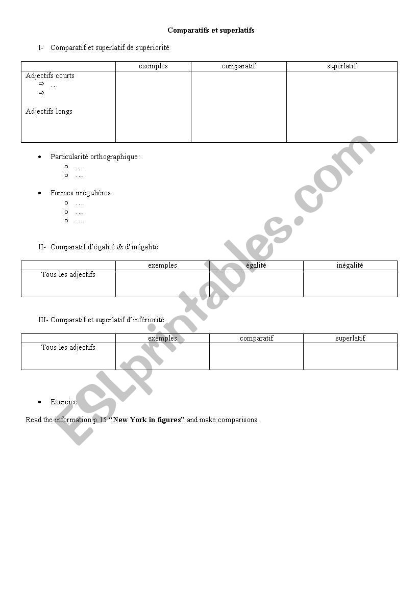 Comparative and superlative worksheet