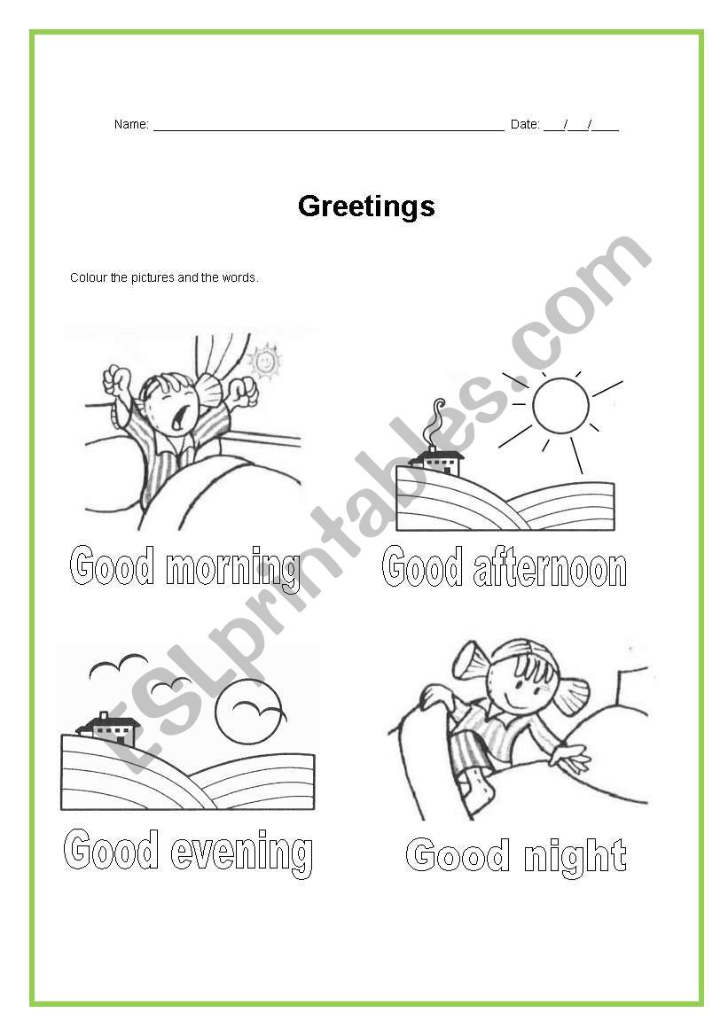 Greetings worksheet