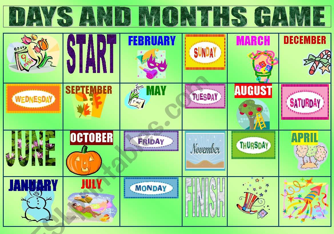 Days and Months Boardgame worksheet