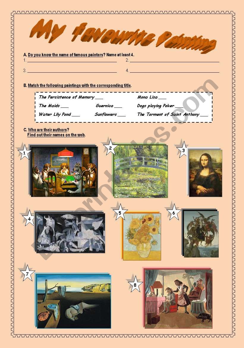 My favourite Painting worksheet