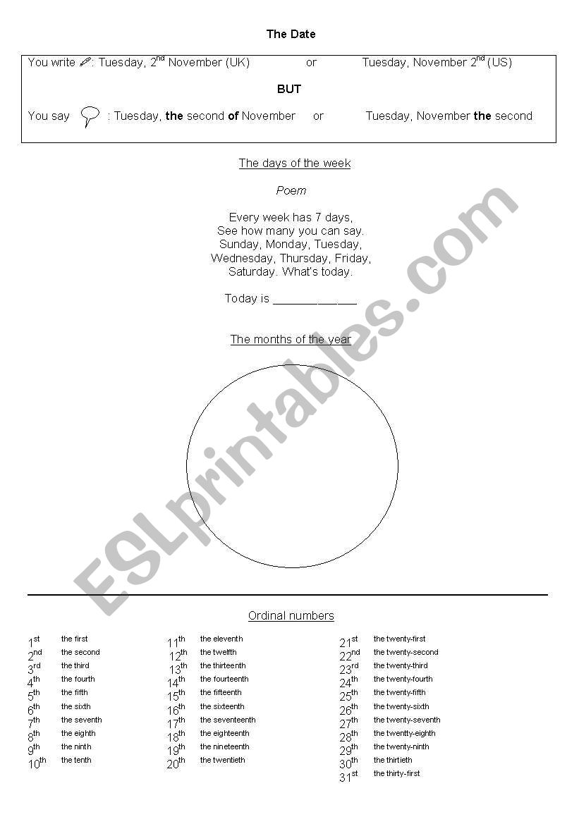 The date worksheet