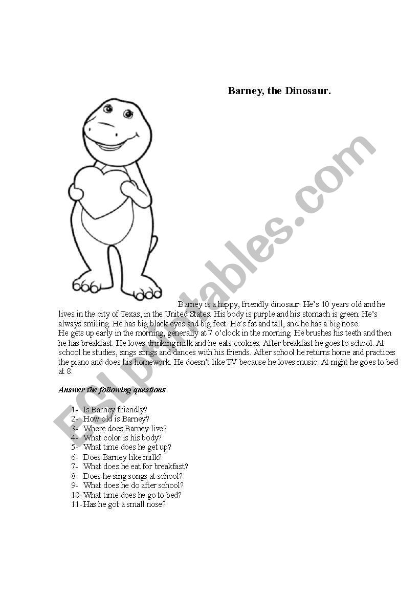 Simple Present. Barney. worksheet