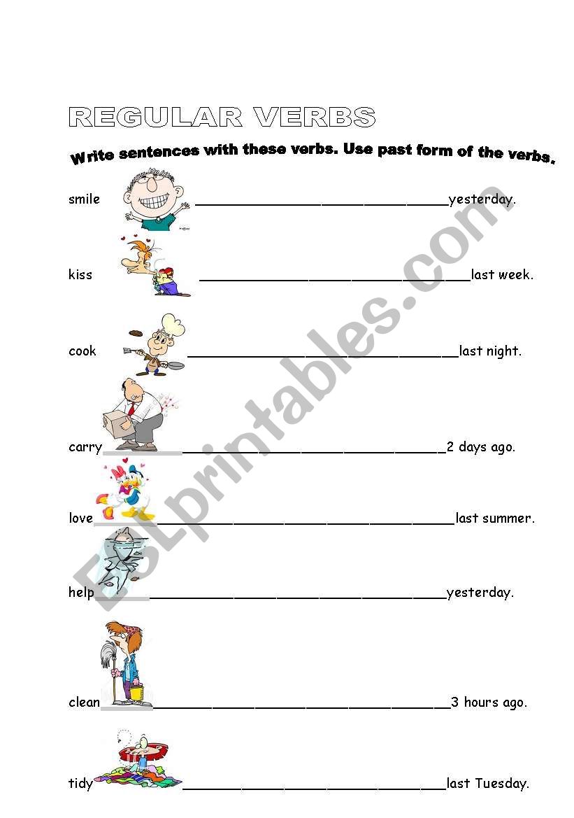 simple past regular verbs worksheet