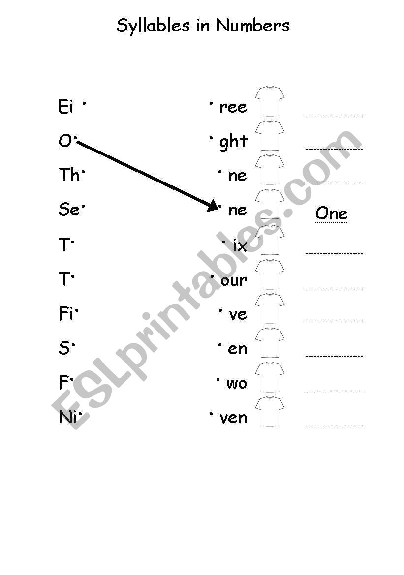 syllables in numbers worksheet