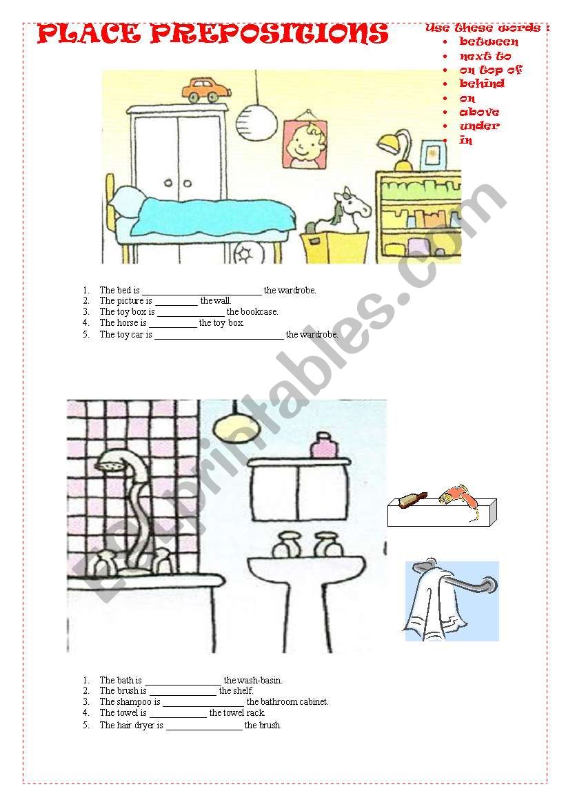 PLACE PREPOSITIONS - 3 pages  worksheet
