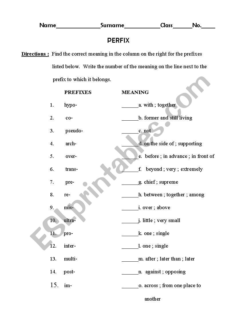 Prefix List worksheet
