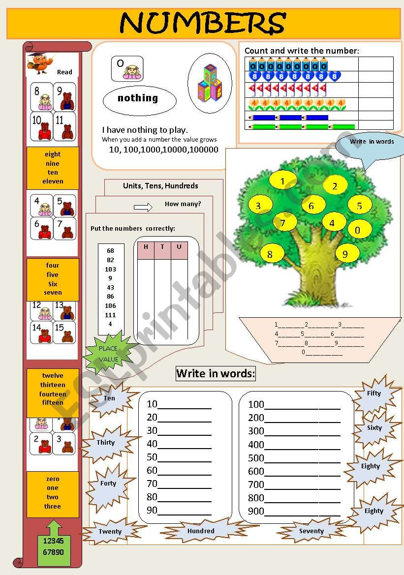 NUMBERS worksheet