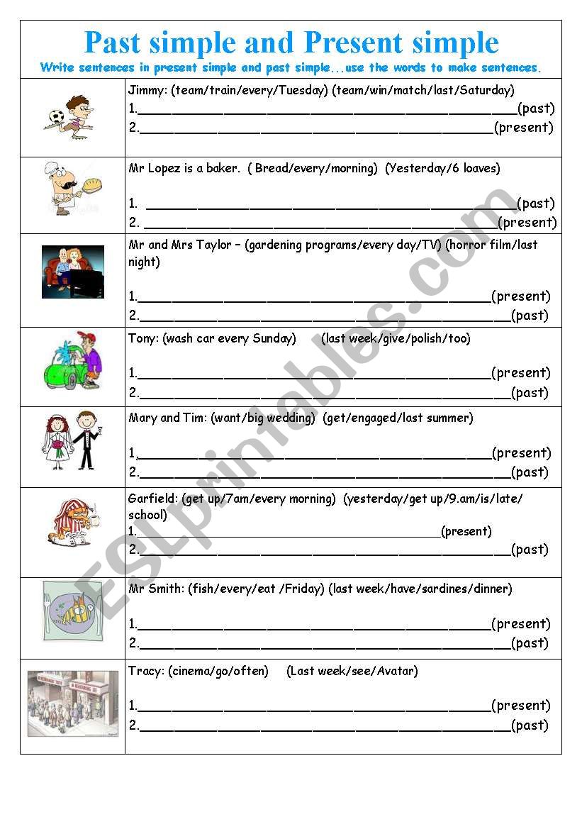 past simple & present simple worksheet