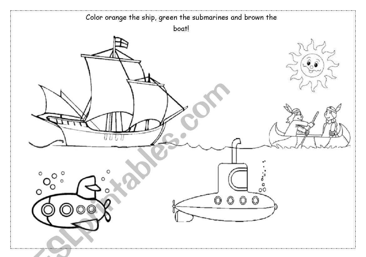 transport - sea worksheet