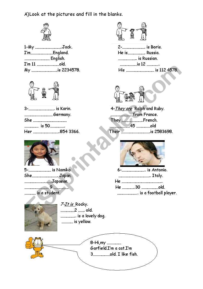 subject pronouns worksheet