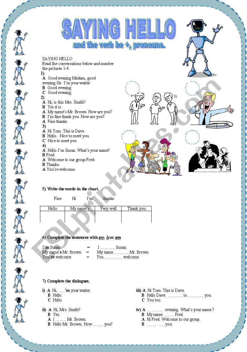 SAYING HELLO worksheet