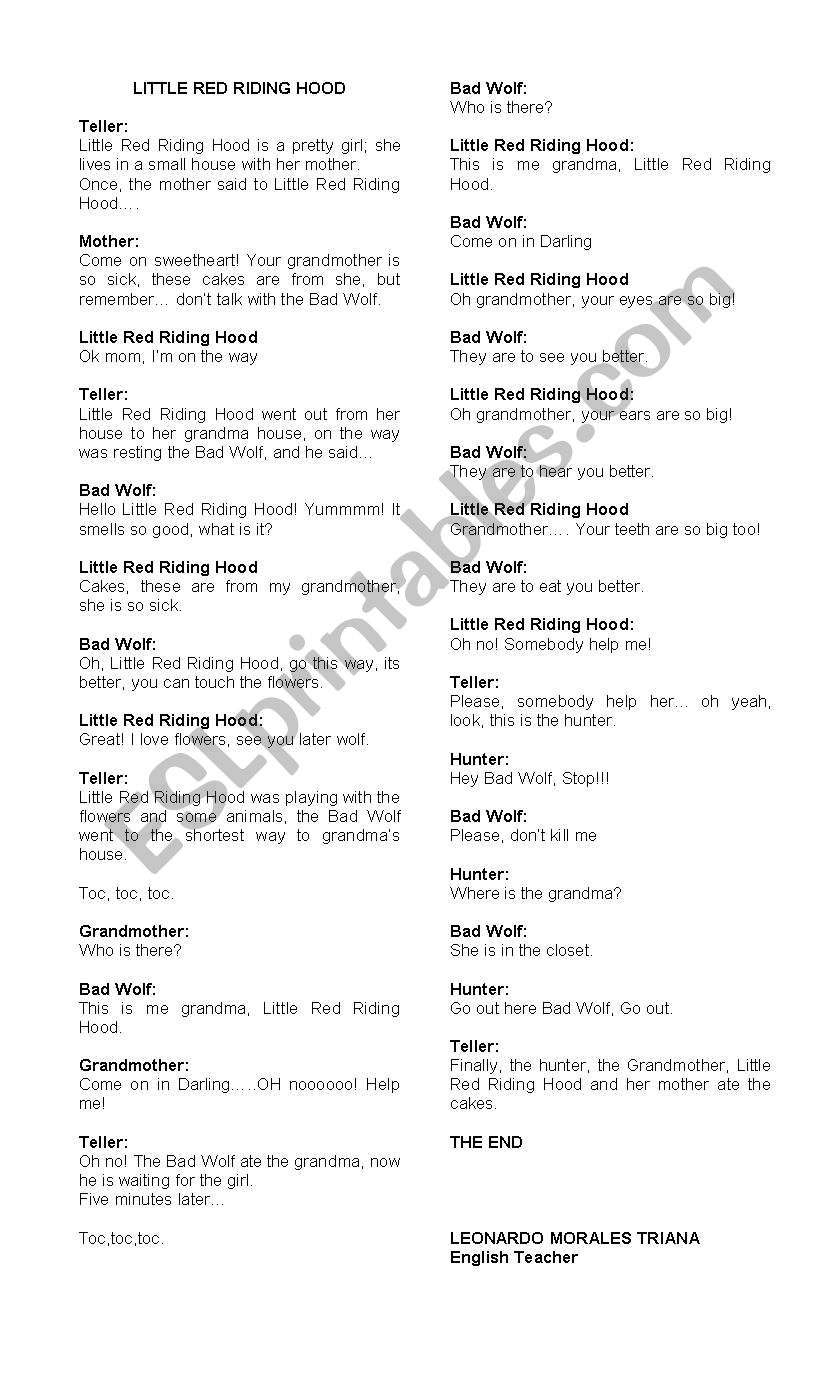 little red riding hood worksheet