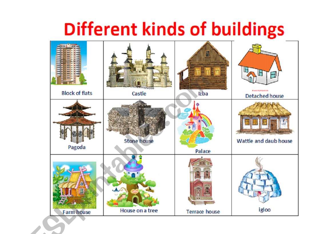 Different types of houses worksheet