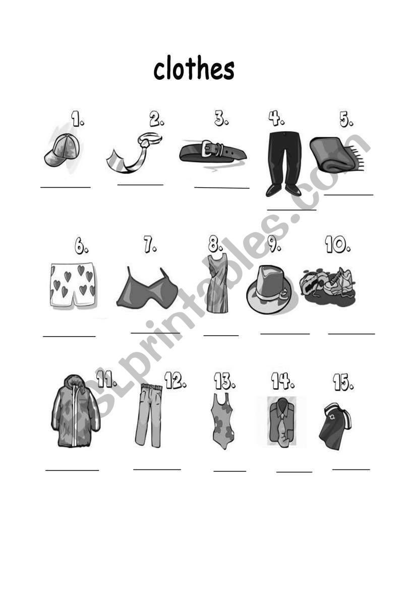 clothes worksheet