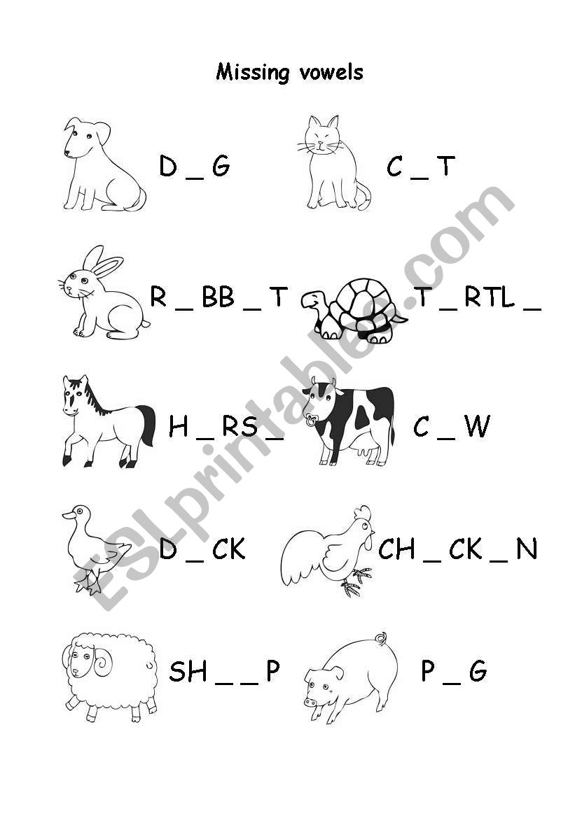 Missing Vowels worksheet