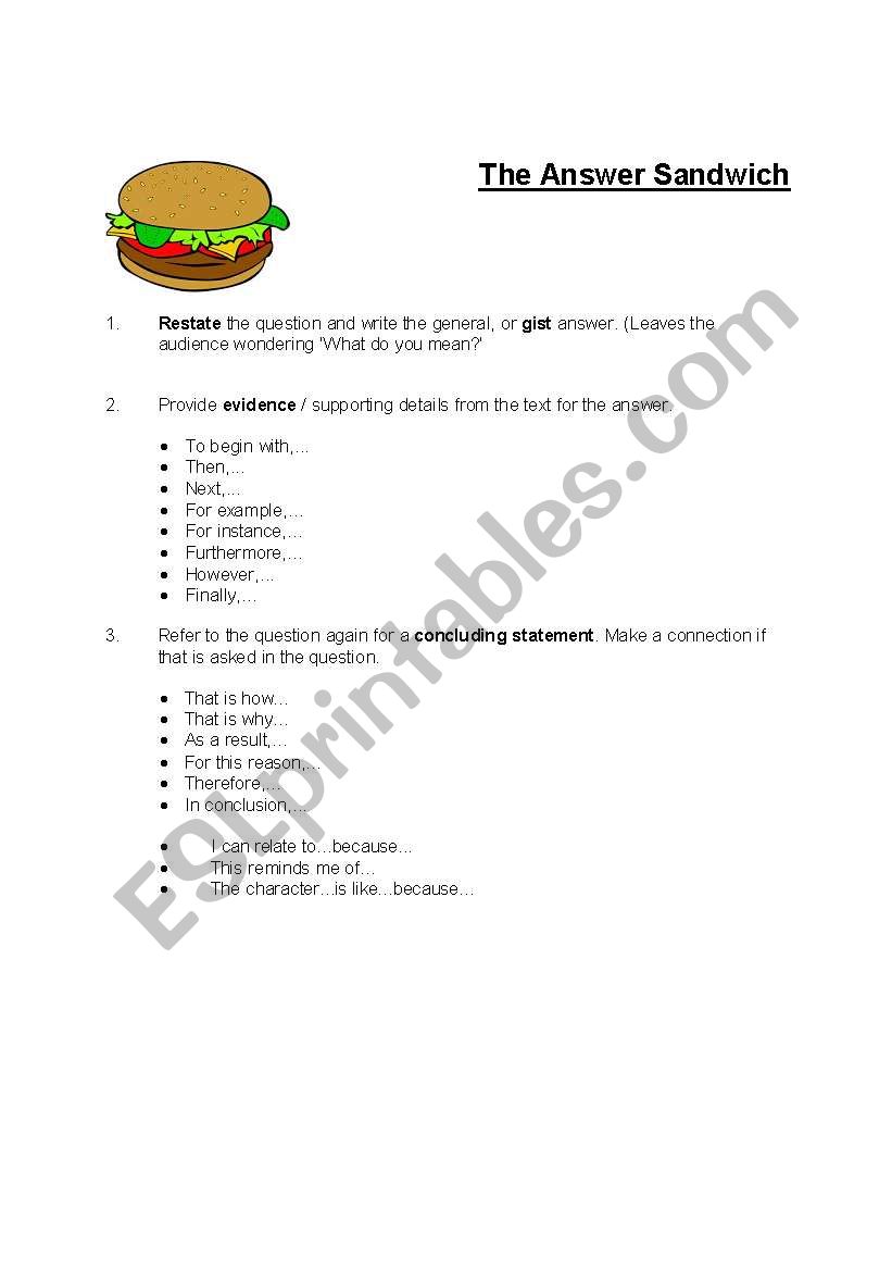 Better Answer Organizer worksheet