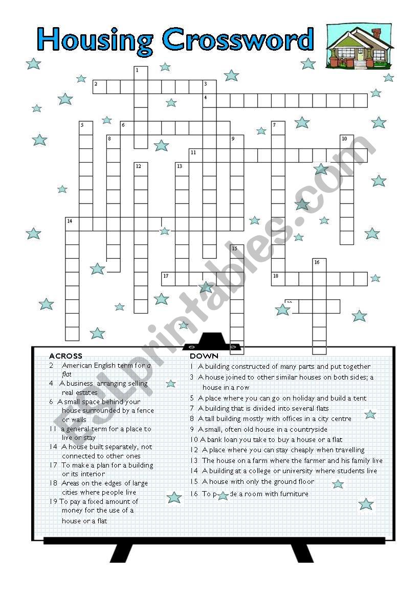 Housing Crossword worksheet