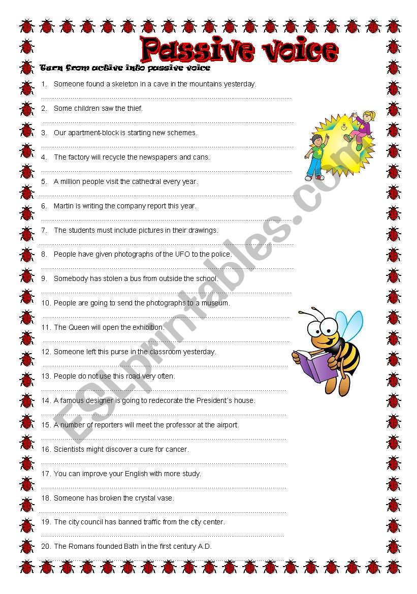 Passive voice (revision) worksheet