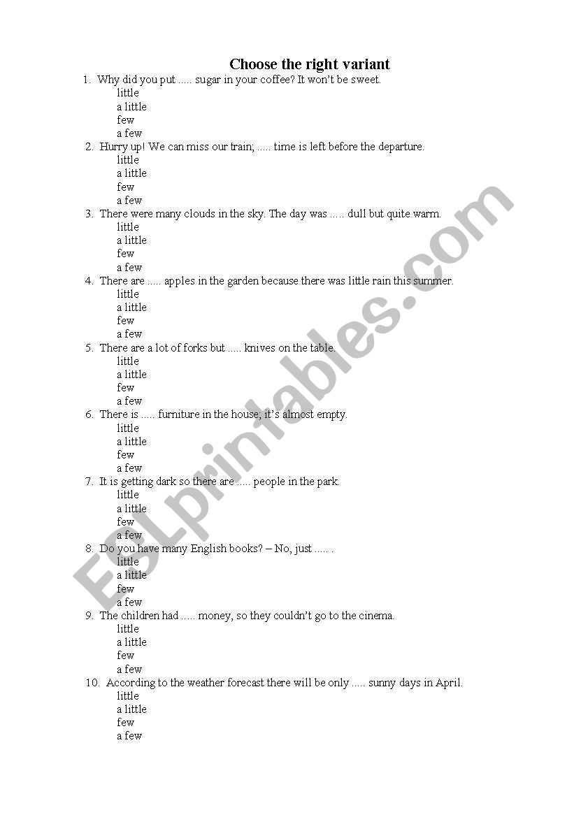 test - few, a few, little, a little test - few, a few, little, a little