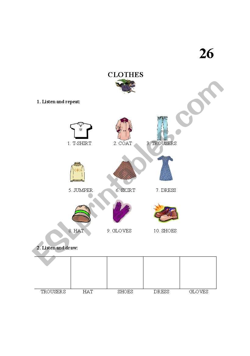 clothes worksheet