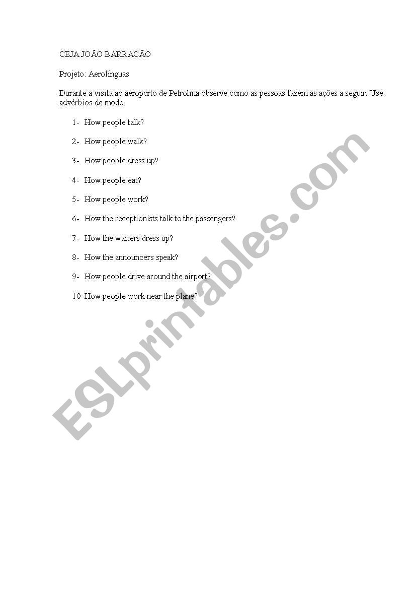 at the airport worksheet