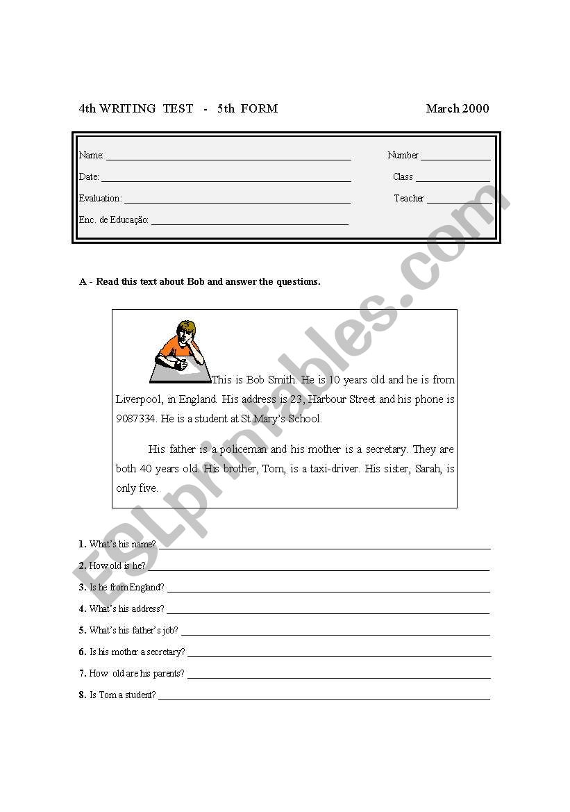 Bob Smith worksheet