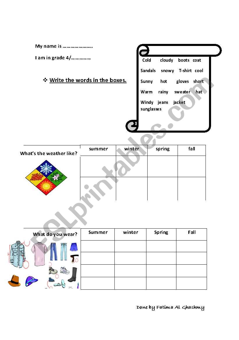 weather worksheet