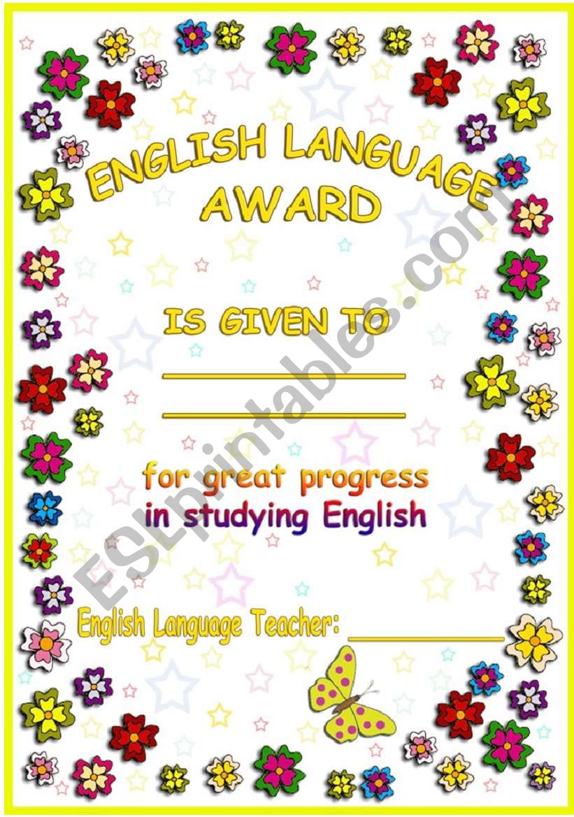 Englsh Language Award. worksheet