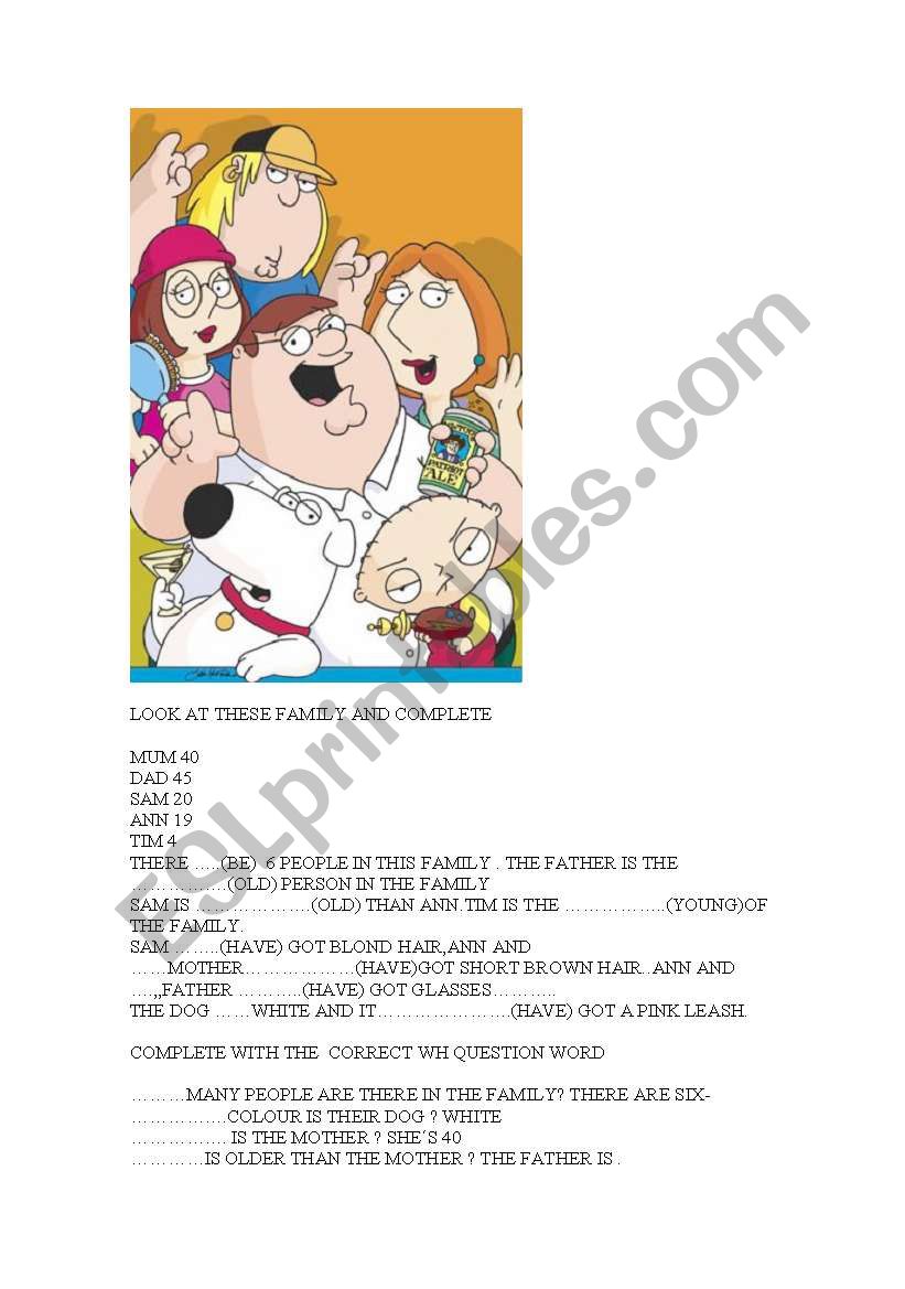 FAMILY worksheet