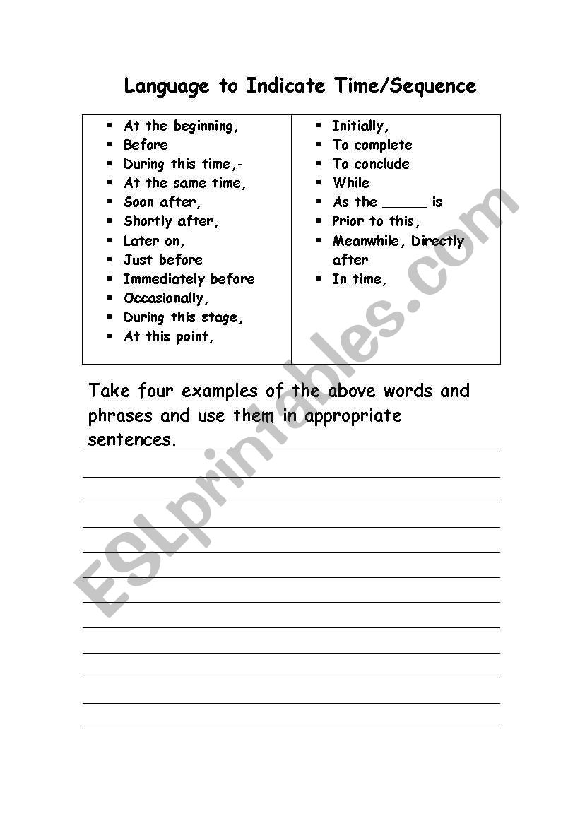 Time / Sequence worksheet