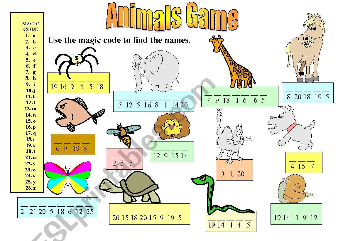 Animals Game worksheet