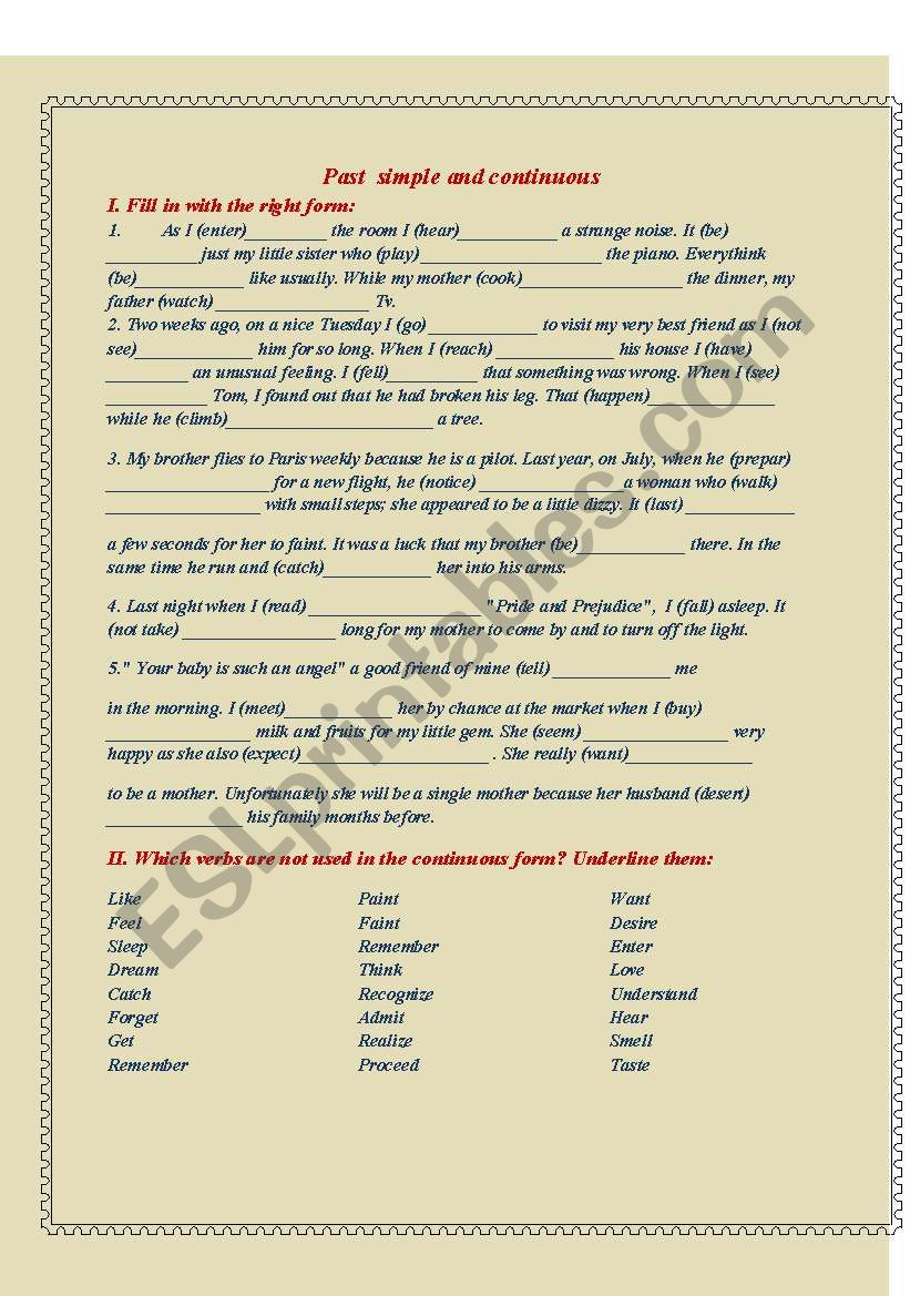 Complete the empty spaces worksheet