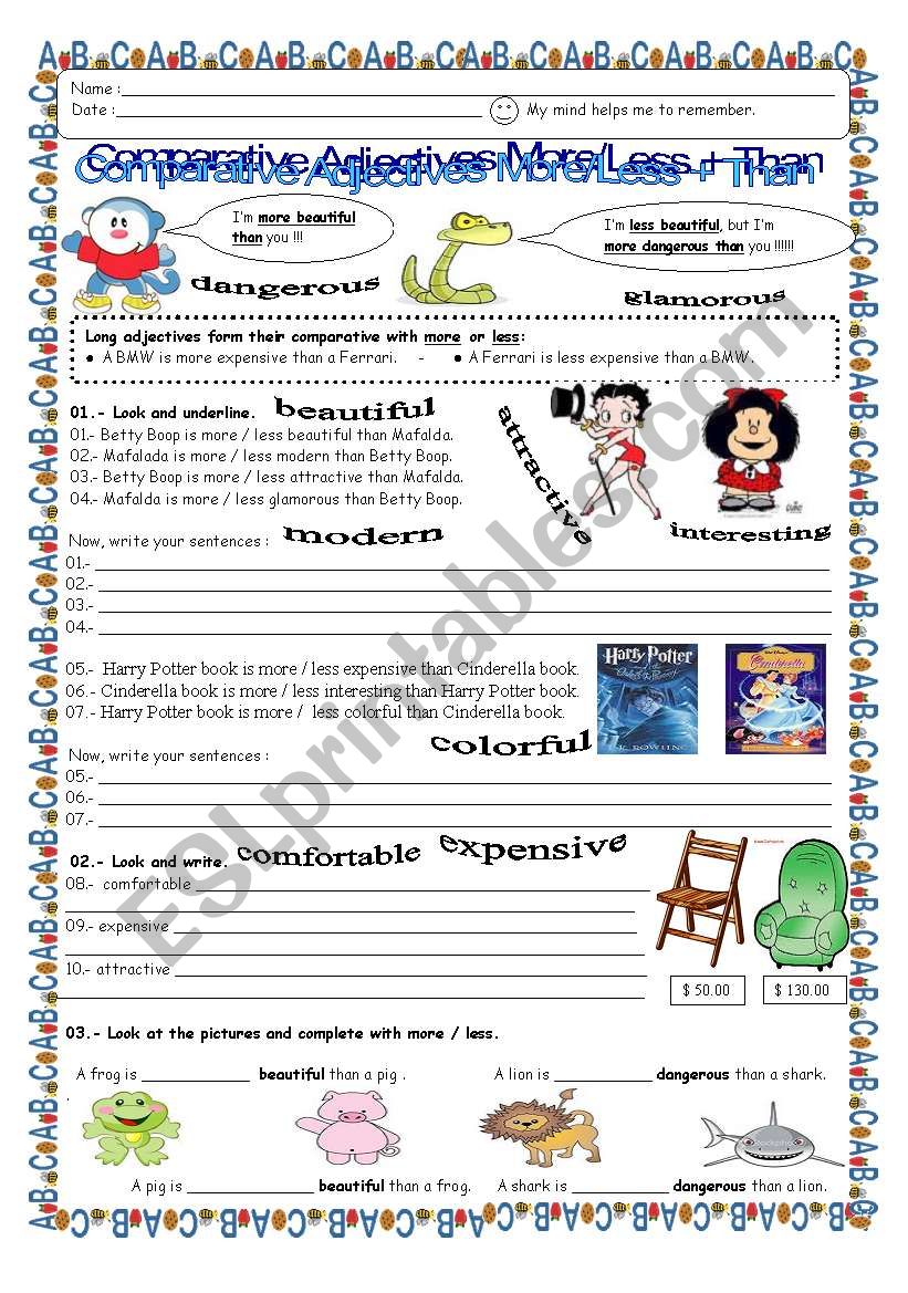 Comparative Adjectives - More/ Less + Than