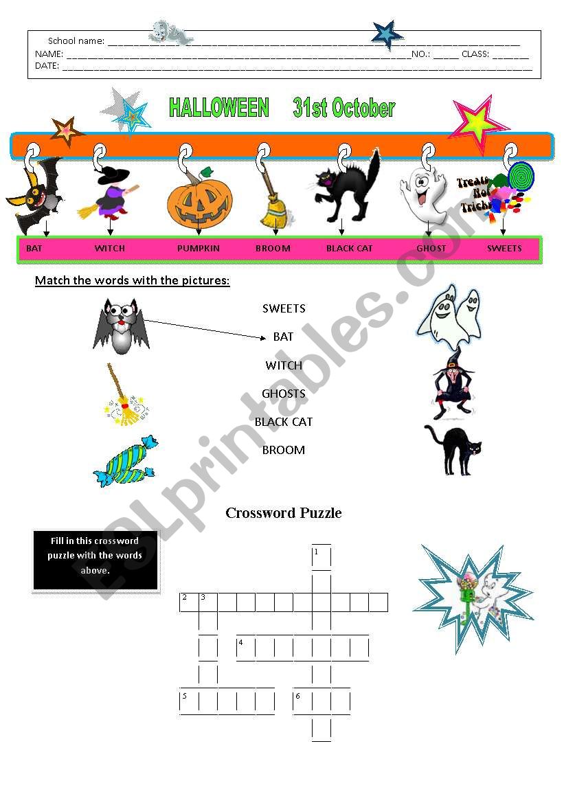 Halloweeen worksheet