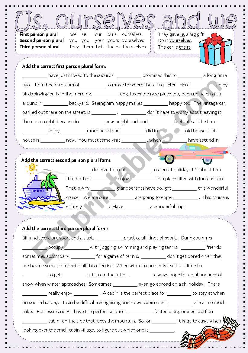 Us, ourselves and we worksheet