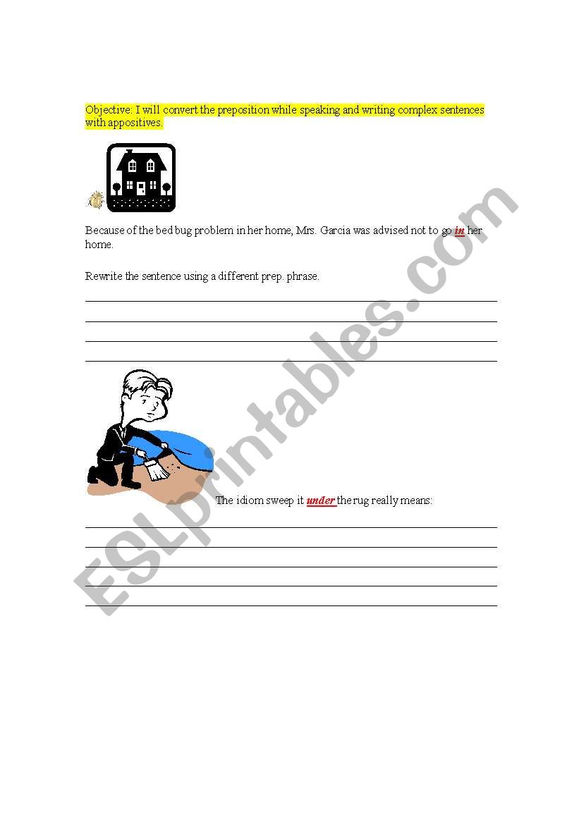 Preposition Practice worksheet