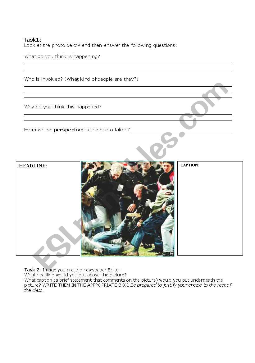 Conflict Images Activity worksheet