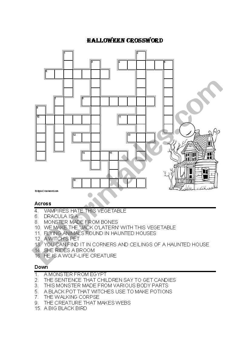 Halloween Crossword worksheet