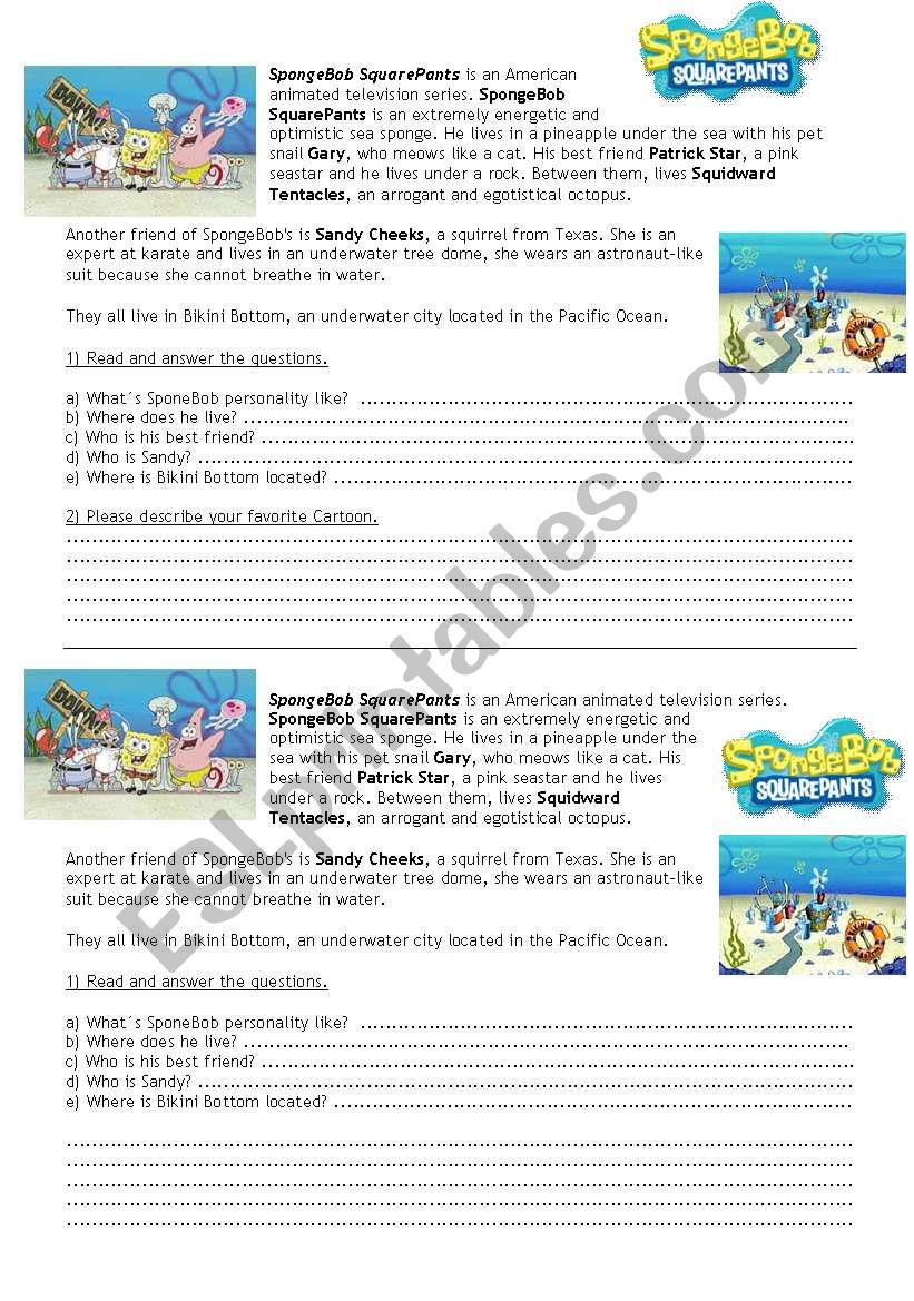 SPONGEBOB worksheet