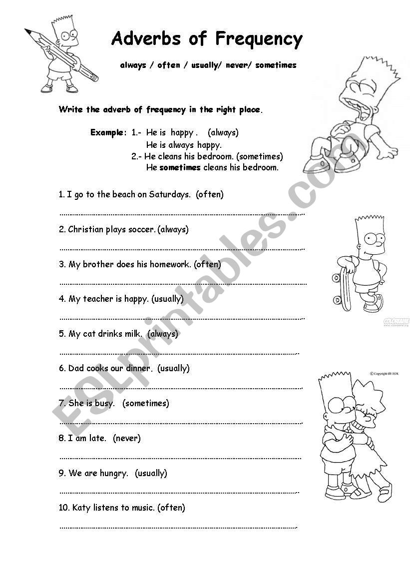 adverbs of frecuency worksheet