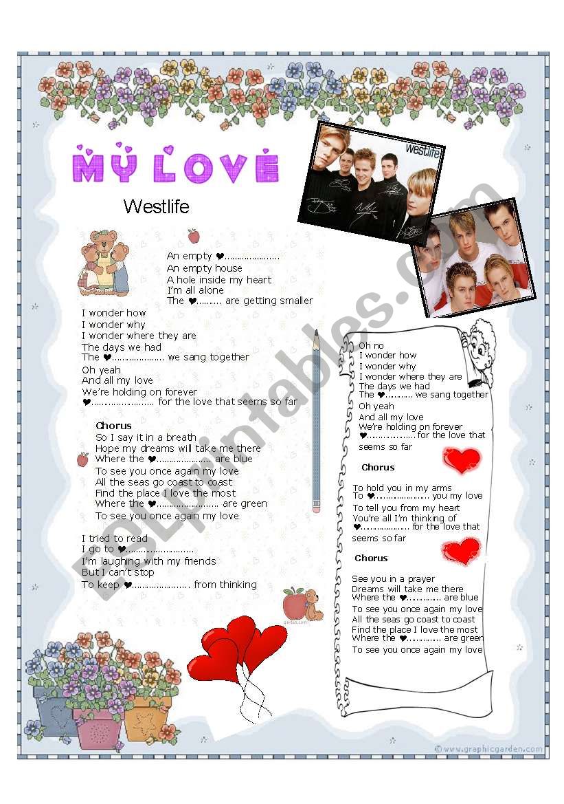 my love - westlife worksheet