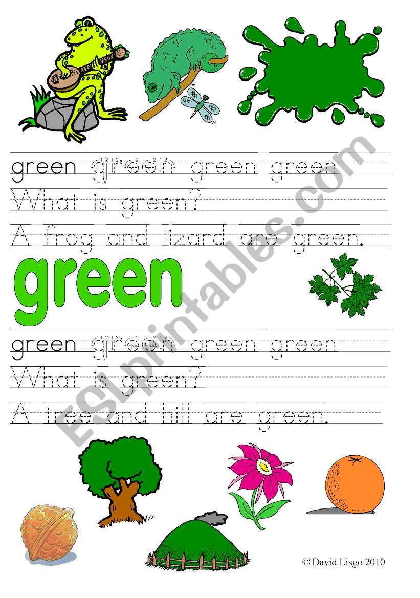 What is green/blue?: 4 worksheets in color and B & W