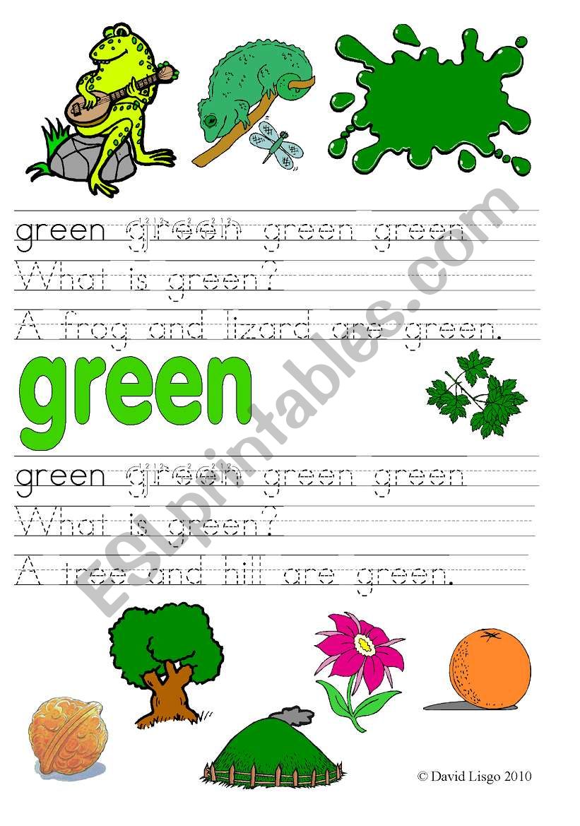What is green/blue?: 4 worksheets in color and B & W