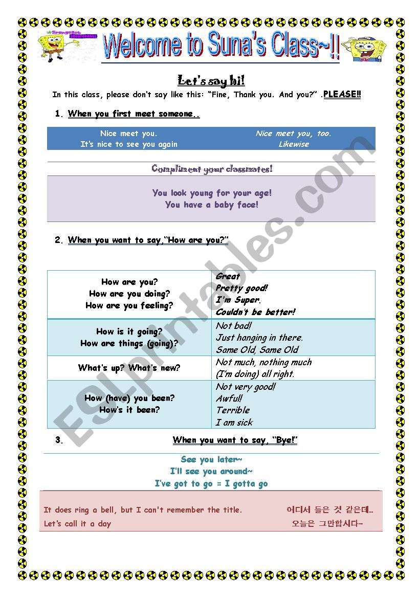 greetings and icebreaker worksheet